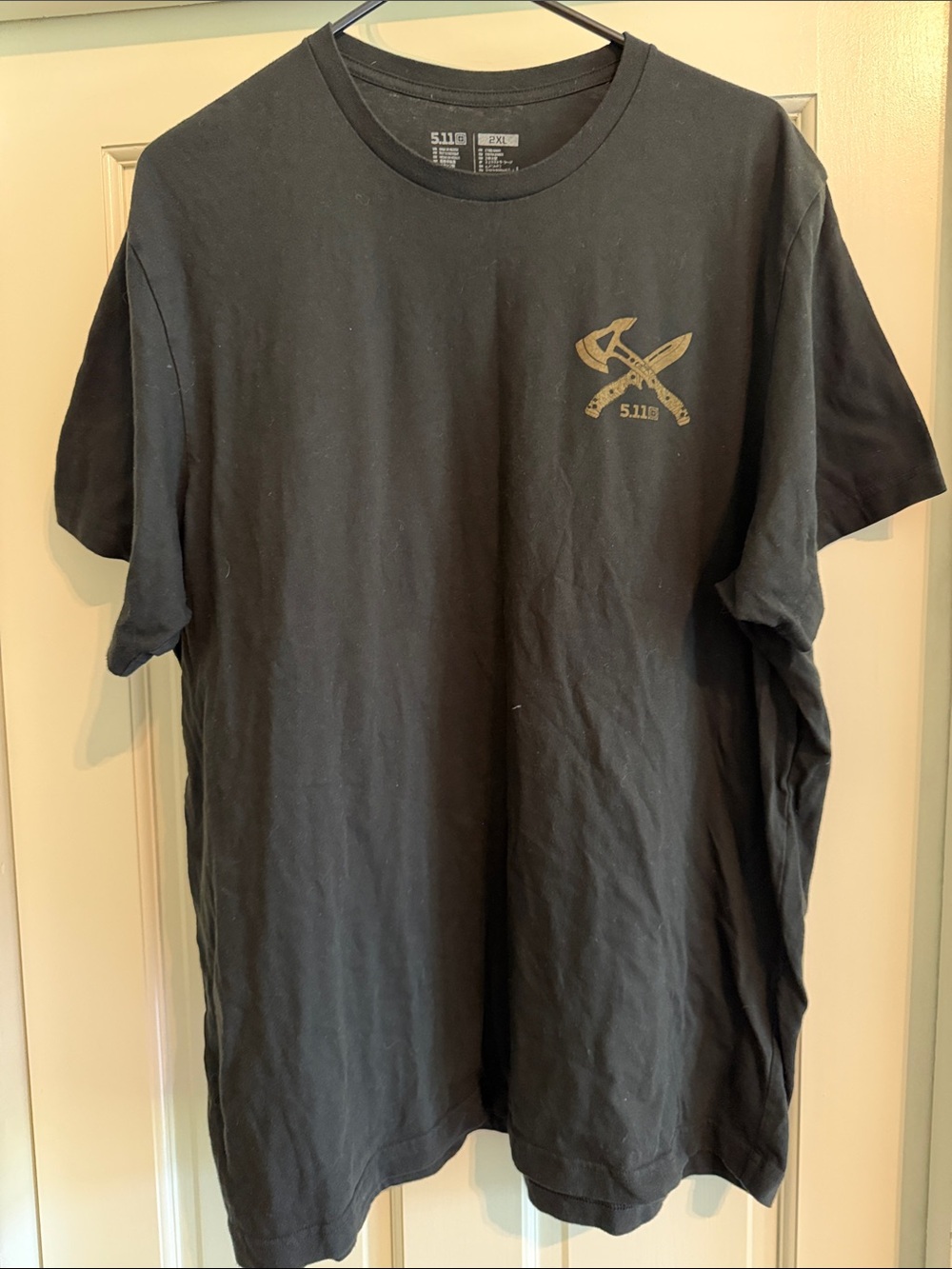 5.11 Tactical Black Short Sleeve Tee with Small Gold Logo